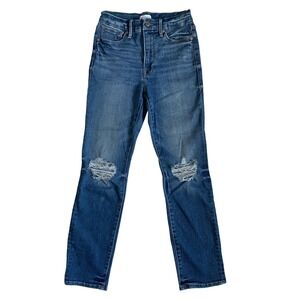 Good American Good Legs High Rise Skinny Distressed Blue Jean GLCI380T Size 4/27